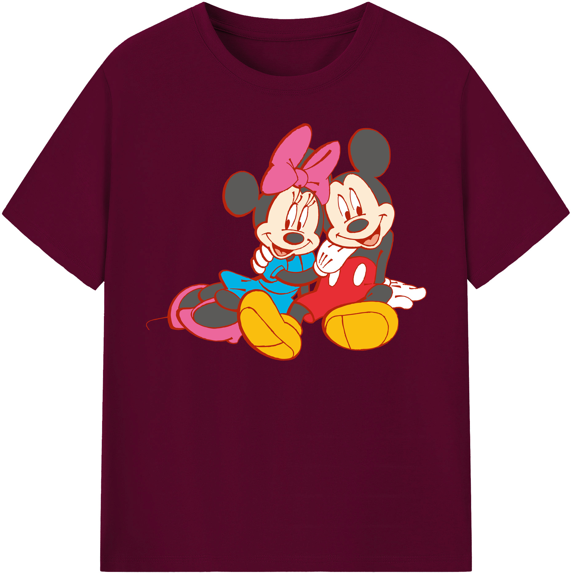 （画像用） ミッキーマウス Mickey Mouse レディースカジュアルプリントTシャツ（綿100％）